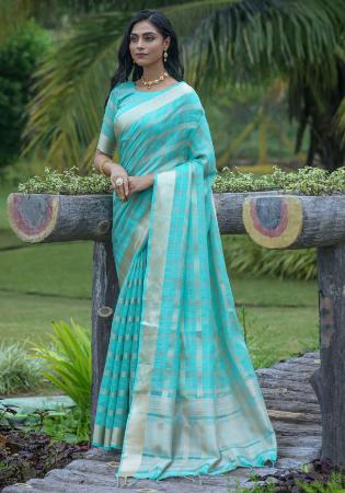 Picture of Charming Organza Sky Blue Saree