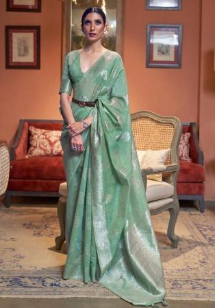 Picture of Ravishing Linen Dark Sea Green Saree