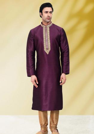 Picture of Graceful Silk Purple Kurtas