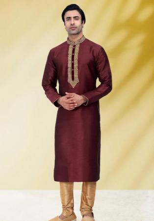 Picture of Nice Silk Maroon Kurtas