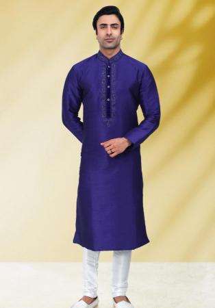 Picture of Classy Silk Dark Slate Blue Kurtas