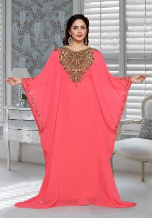 Picture of Gorgeous Georgette Salmon Arabian Kaftans