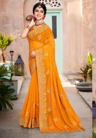 Picture of Superb Silk Dark Orange Saree