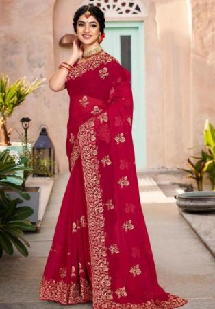 Picture of Classy Silk Dark Red Saree