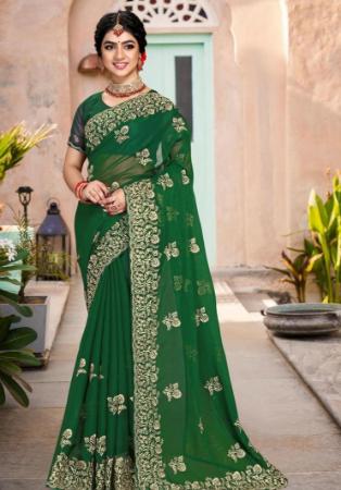 Picture of Ideal Silk Forest Green Saree