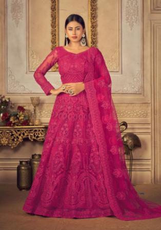 Picture of Alluring Net Deep Pink Lehenga Choli