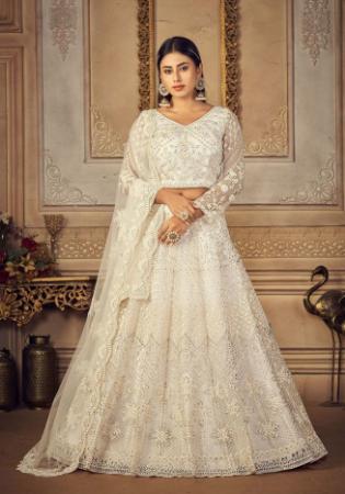 Picture of Superb Net White Lehenga Choli