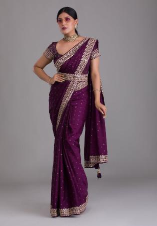 Picture of Beautiful Chiffon Saddle Brown Saree