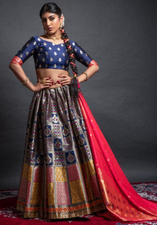 Picture of Amazing Silk Dark Slate Blue Lehenga Choli