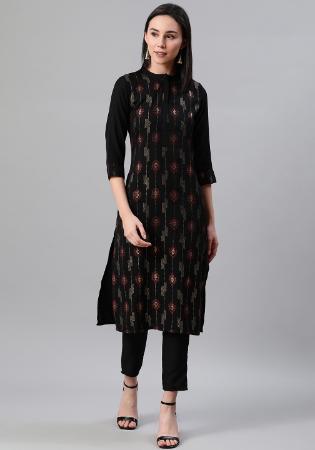 Picture of Charming Rayon Black Kurtis & Tunic