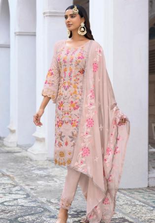 Picture of Georgette & Net Tan Straight Cut Salwar Kameez