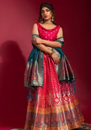 Picture of Ideal Silk Indian Red Lehenga Choli