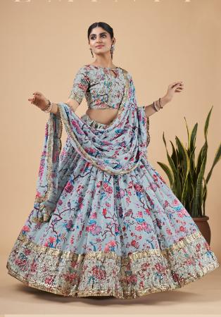 Picture of Enticing Georgette Light Slate Grey Lehenga Choli