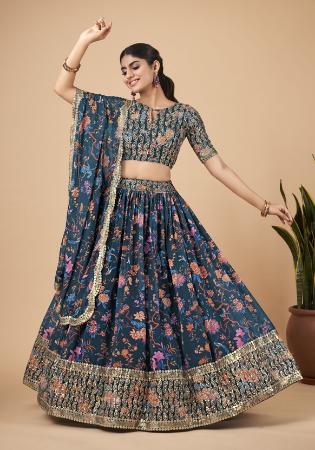 Picture of Resplendent Georgette Dark Slate Grey Lehenga Choli