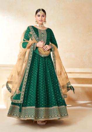 Picture of Stunning Silk Forest Green Anarkali Salwar Kameez