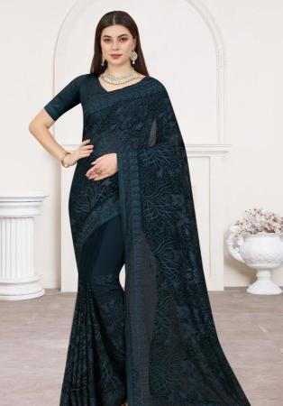 Picture of Ravishing Georgette Dark Slate Grey Saree