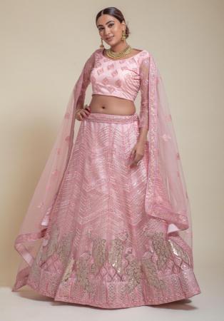 Picture of Good Looking Net Rosy Brown Lehenga Choli