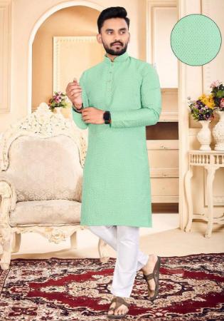 Picture of Alluring Cotton Powder Blue Kurtas