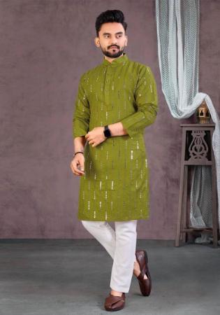 Picture of Ideal Cotton Olive Drab Kurtas