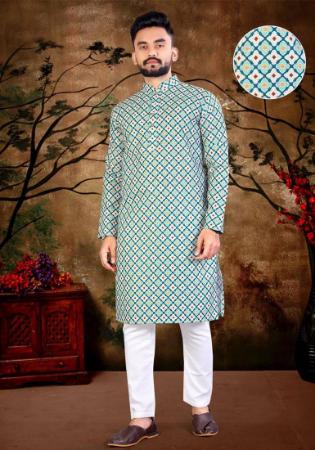 Picture of Lovely Linen Light Steel Blue Kurtas