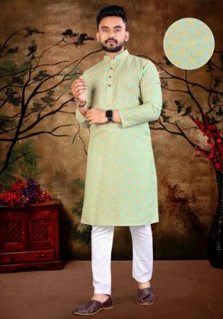 Picture of Taking Linen Pale Golden Rod Kurtas