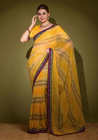 Picture of Stunning Georgette Orange Saree