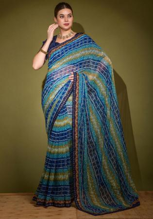 Picture of Stunning Georgette Dark Slate Grey Saree