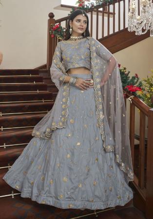 Picture of Pretty Silk Slate Grey Lehenga Choli