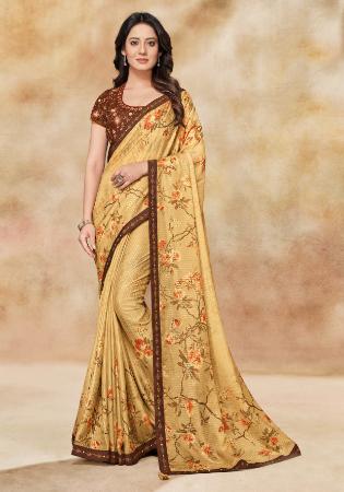 Picture of Ravishing Silk Khaki Saree