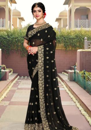 Picture of Statuesque Georgette Black Saree