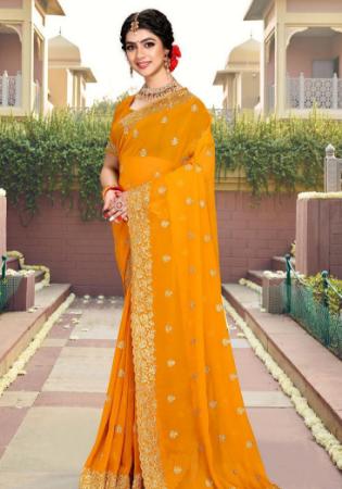 Picture of Grand Georgette Dark Orange Saree