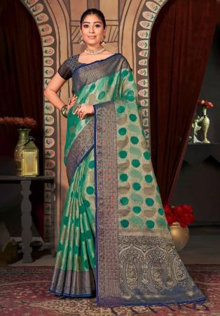 Picture of Elegant Organza Medium Sea Green Saree