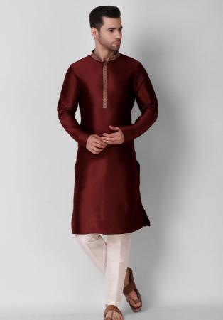 Picture of Wonderful Silk Maroon Kurtas