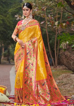 Picture of Amazing Silk Dark Orange Saree