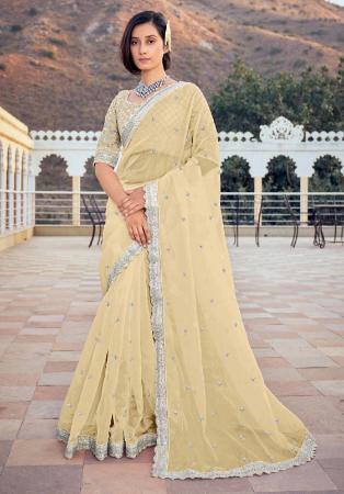 Picture of Shapely Silk & Organza Tan Saree