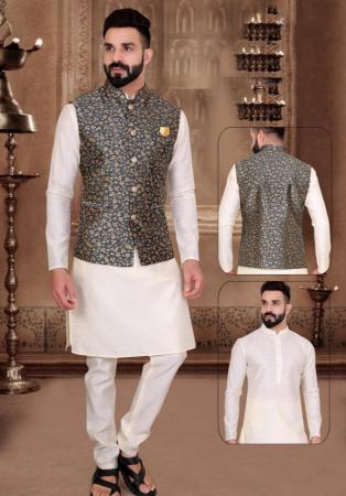 Picture of Marvelous Silk Off White Kurtas