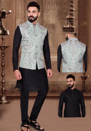 Picture of Sightly Silk Black Kurtas