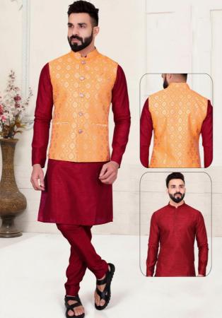 Picture of Lovely Silk Dark Red Kurtas