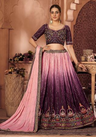 Picture of Nice Chiffon & Satin Dark Salmon Lehenga Choli