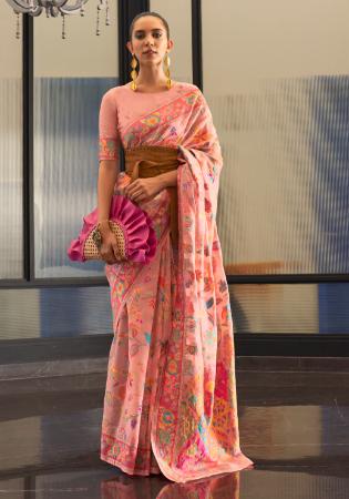 Picture of Delightful Silk Dark Salmon Saree