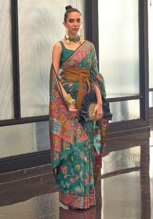 Picture of Charming Silk Dark Olive Green Saree