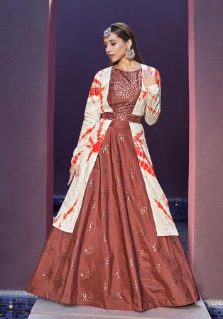 Picture of Splendid Silk Indian Red Lehenga Choli