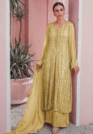 Picture of Pleasing Georgette Tan Straight Cut Salwar Kameez