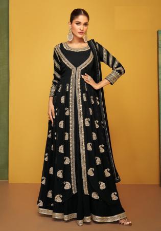 Picture of Bewitching Georgette Black Straight Cut Salwar Kameez