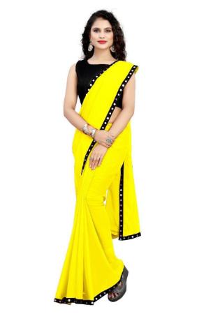 Picture of Splendid Georgette Yellow Saree