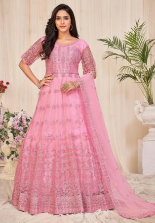 Picture of Sublime Net Light Coral Anarkali Salwar Kameez