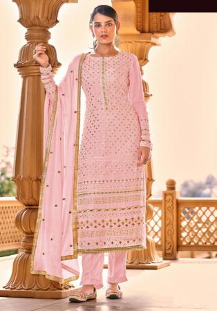 Picture of Pretty Georgette Pink Straight Cut Salwar Kameez