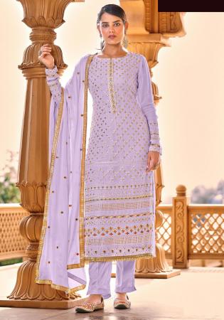 Picture of Georgette Light Steel Blue Straight Cut Salwar Kameez