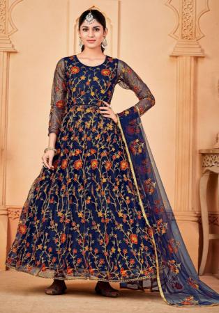 Picture of Marvelous Net Midnight Blue Anarkali Salwar Kameez