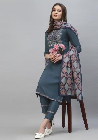 Picture of Cotton Dark Slate Grey Readymade Salwar Kameez